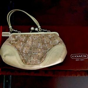 Coach handbag- silver and gold